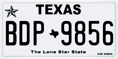 TX license plate BDP9856