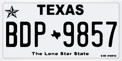TX license plate BDP9857