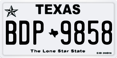 TX license plate BDP9858