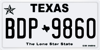 TX license plate BDP9860