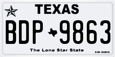 TX license plate BDP9863