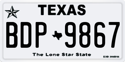 TX license plate BDP9867