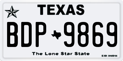 TX license plate BDP9869