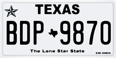 TX license plate BDP9870