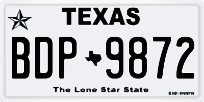 TX license plate BDP9872