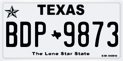 TX license plate BDP9873