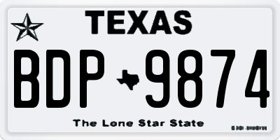 TX license plate BDP9874
