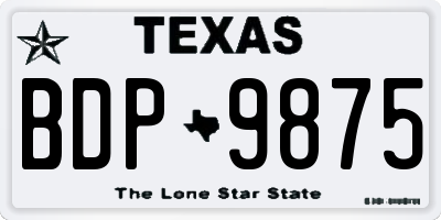 TX license plate BDP9875