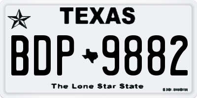 TX license plate BDP9882
