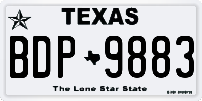 TX license plate BDP9883