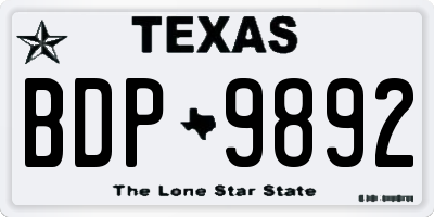 TX license plate BDP9892