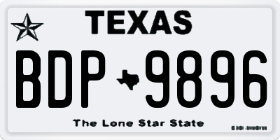 TX license plate BDP9896