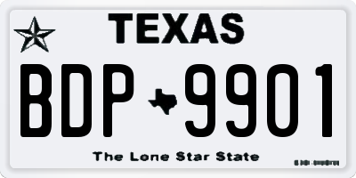 TX license plate BDP9901