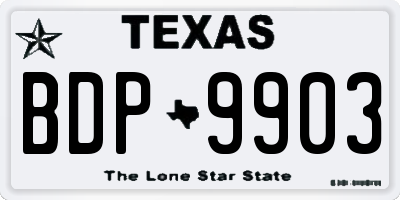 TX license plate BDP9903