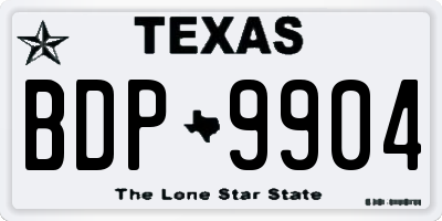 TX license plate BDP9904