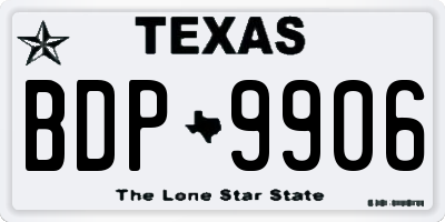 TX license plate BDP9906