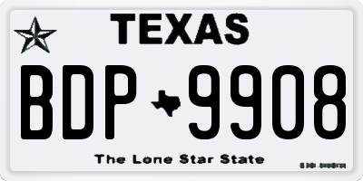 TX license plate BDP9908