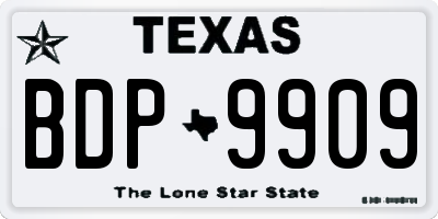 TX license plate BDP9909