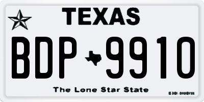 TX license plate BDP9910