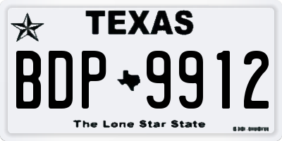 TX license plate BDP9912