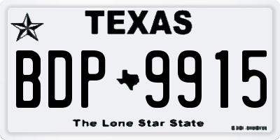 TX license plate BDP9915