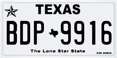 TX license plate BDP9916