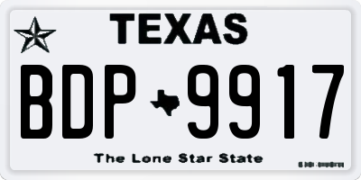 TX license plate BDP9917