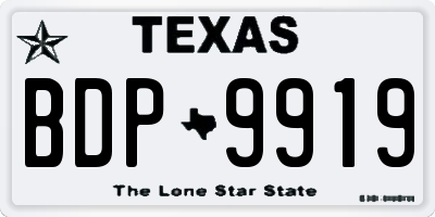TX license plate BDP9919