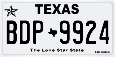 TX license plate BDP9924