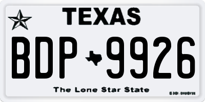 TX license plate BDP9926