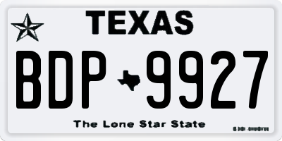 TX license plate BDP9927