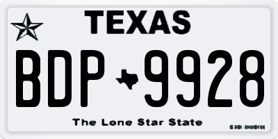 TX license plate BDP9928