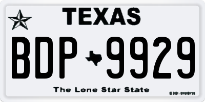 TX license plate BDP9929