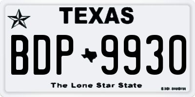 TX license plate BDP9930