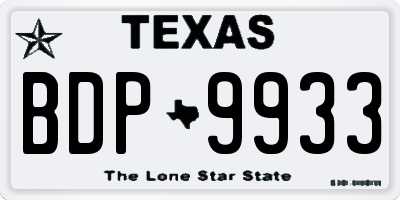 TX license plate BDP9933