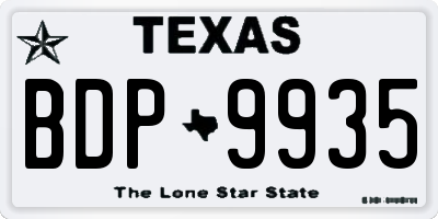 TX license plate BDP9935