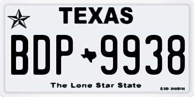 TX license plate BDP9938