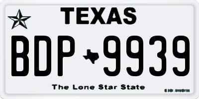 TX license plate BDP9939