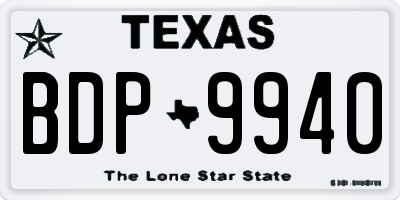TX license plate BDP9940