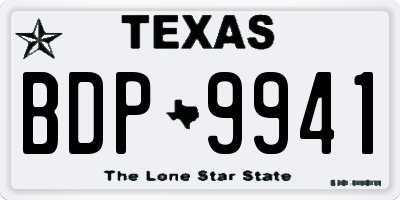 TX license plate BDP9941