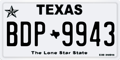 TX license plate BDP9943