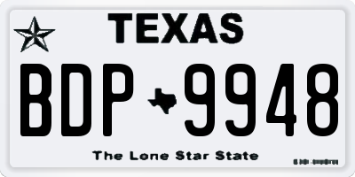 TX license plate BDP9948