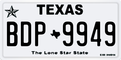 TX license plate BDP9949