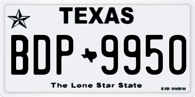 TX license plate BDP9950
