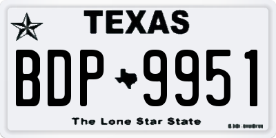 TX license plate BDP9951