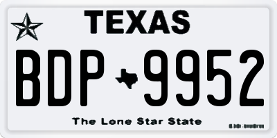 TX license plate BDP9952