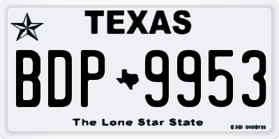 TX license plate BDP9953