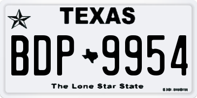 TX license plate BDP9954