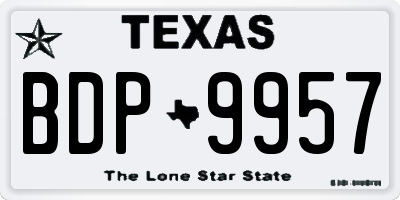 TX license plate BDP9957