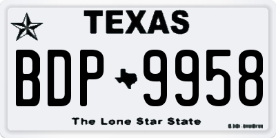 TX license plate BDP9958
